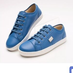 Dolce And Gabbana Blue Leather Sneakers
